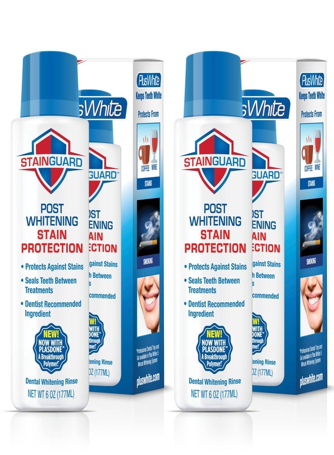 Plus White Stain Guard Post Whitening Stain Rinse - Protects Against Smoking, Wine, & Coffee - Dentist Recommended Whitening Teeth Rinse (6 oz, Pack of 2) - Image 1